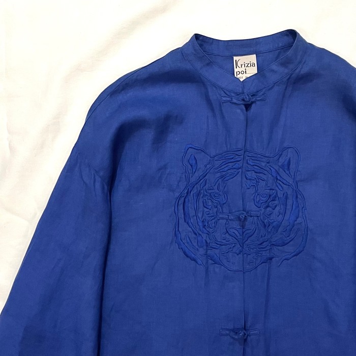 90s＂KRIZIA poi＂虎刺繍カンフーシャツmade in ITALY | Vintage.City 빈티지숍, 빈티지 코디 정보