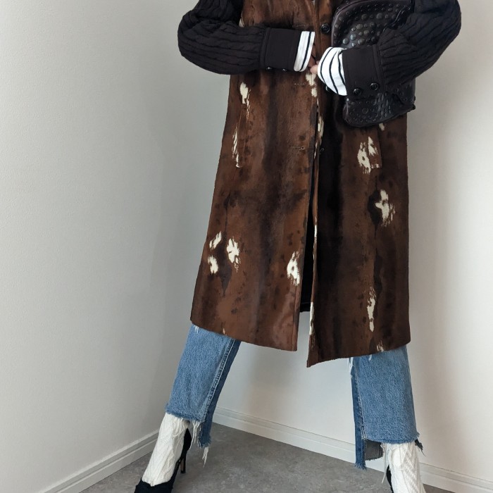 【sale】Deer skin far combi knit coat | Vintage.City 빈티지숍, 빈티지 코디 정보