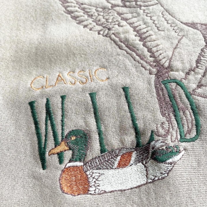 80s 90s アメリカ製 カモ アニマル スウェット アースカラー 刺繍