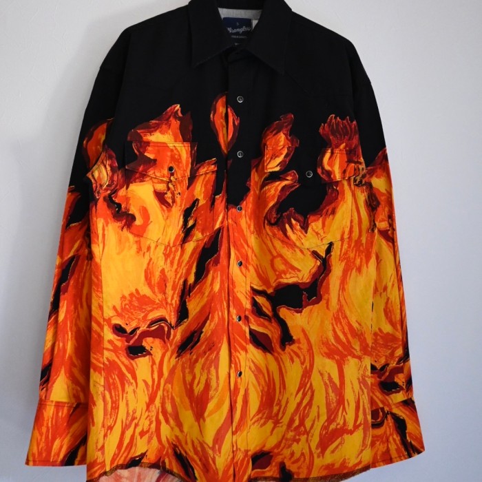 WRANGLER fire shirt | Vintage.City 古着屋、古着コーデ情報を発信