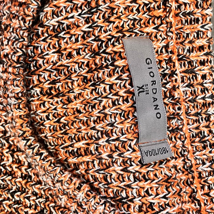 GIORDANO ジョルダーノ ローゲージニット セーター 橙 × 黒 × 白 XLサイズ | Vintage.City 古着屋、古着コーデ情報を発信