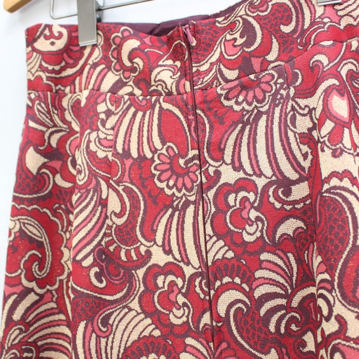 EU VINTAGE ヨーロッパ古着刺繍ジャガードデザインロングスカート 