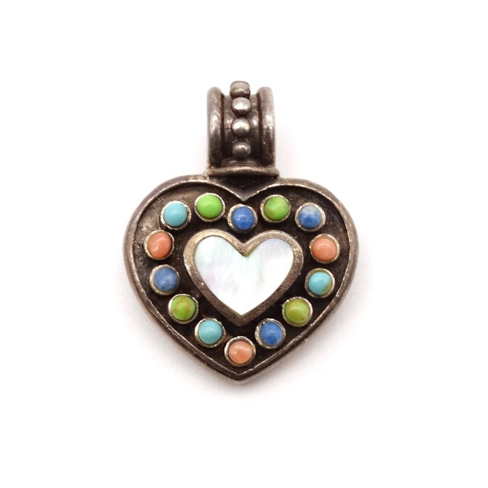 Silver 925 Heart Color Stone Pendant Top | Vintage.City 古着屋、古着コーデ情報を発信