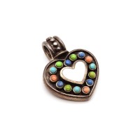 Silver 925 Heart Color Stone Pendant Top | Vintage.City 빈티지숍, 빈티지 코디 정보