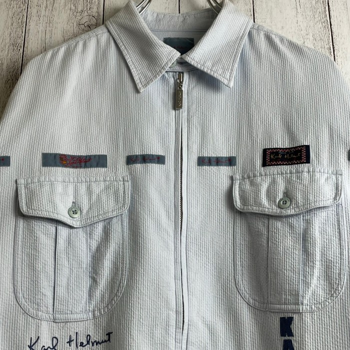 KARL HELMUT   刺繍デザイン バックプリント ジップアップシャツ | Vintage.City 빈티지숍, 빈티지 코디 정보