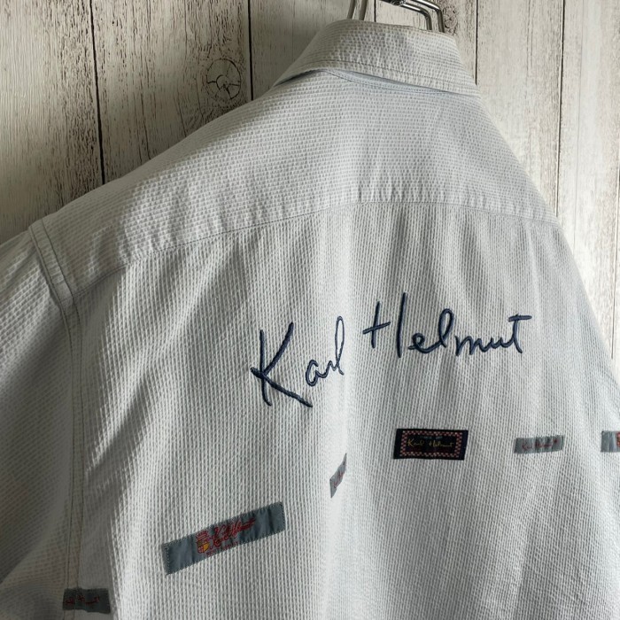 KARL HELMUT 刺繍デザイン バックプリント ジップアップシャツ
