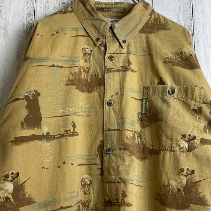 Columbia  犬 ドッグ プリント  オーバーサイズ コットン BDシャツ | Vintage.City 빈티지숍, 빈티지 코디 정보