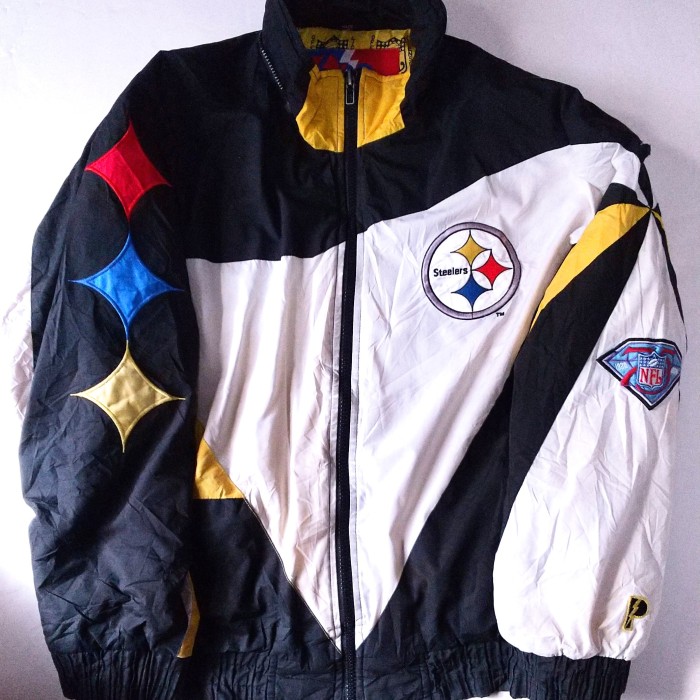 レア90s《NFL》スティーラーズ 中綿 刺繍 ナイロンジャケット XL