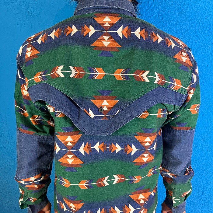 90s Native Pattern Design Cotton Shirt | Vintage.City 빈티지숍, 빈티지 코디 정보