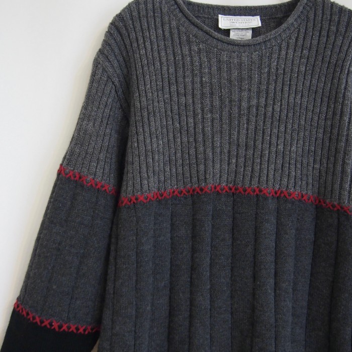 red stitch sweater | Vintage.City 빈티지숍, 빈티지 코디 정보