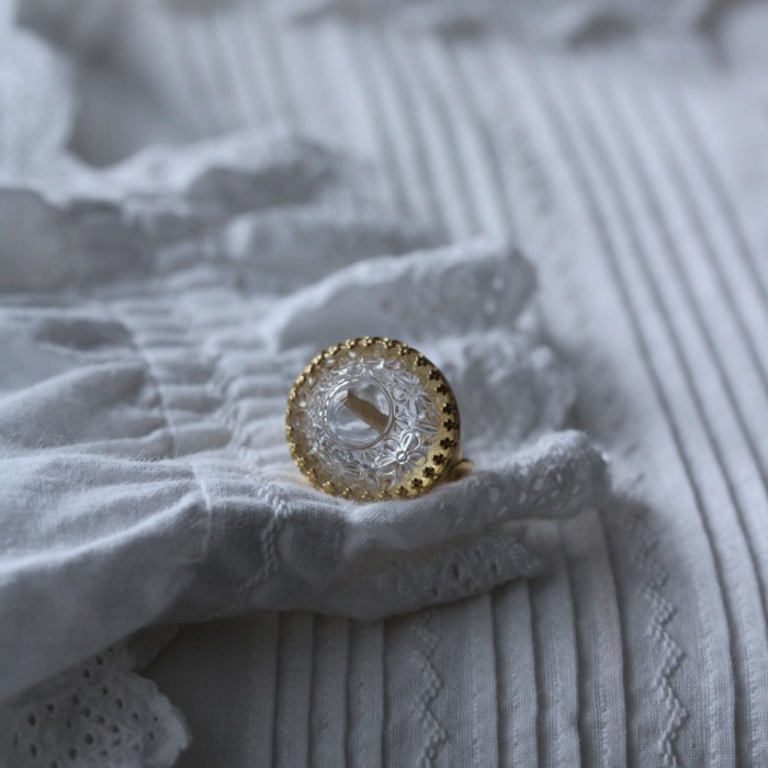 antique glass button Ring | Vintage.City 古着屋、古着コーデ情報を発信
