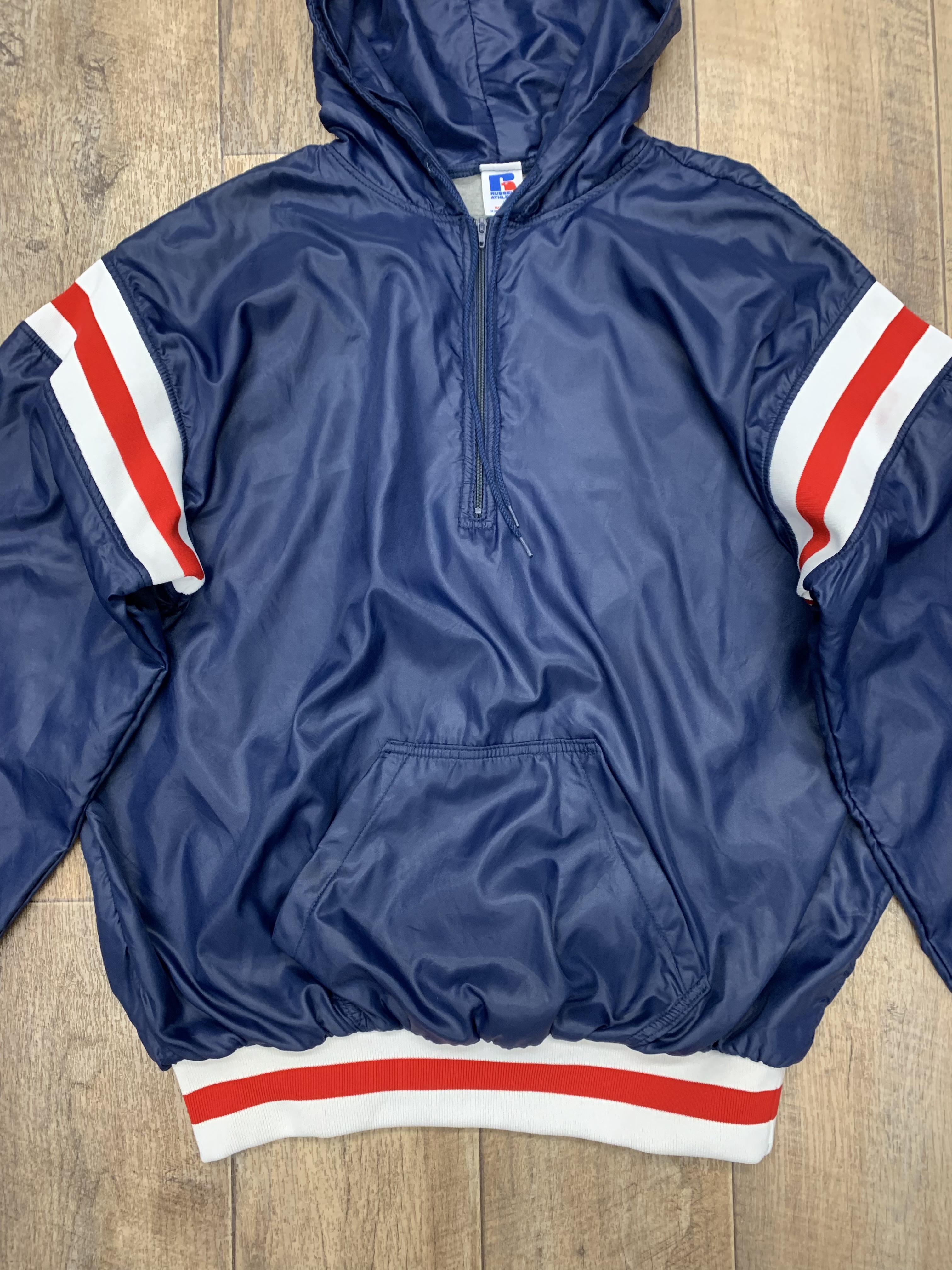 90s USA製Russell Athletic ハーフジップナイロンパーカ