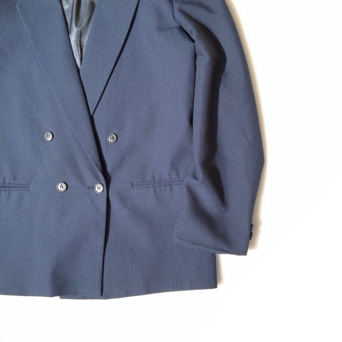 Navy Double Blazer Jacket 80s (Size M-L) | Vintage.City 古着屋、古着コーデ情報を発信