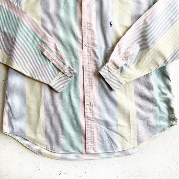 1990s Ralph Lauren L/S BD Shirt "BIG SHIRT" Mulch colour stripe oxford 【XXL】 | Vintage.City ヴィンテージ 古着