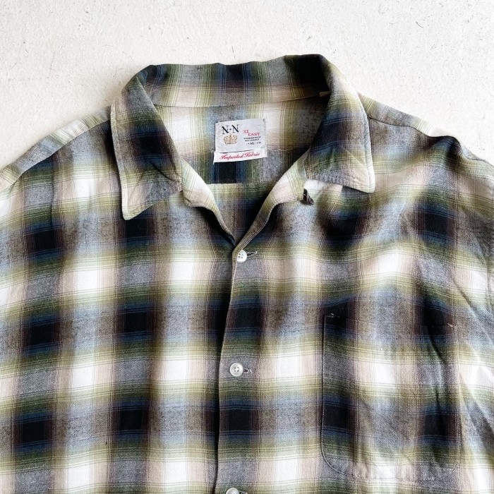 1960s N+N XI EAST Ombre check Rayon Shirt 【XL-17 1/2】 | Vintage.City ヴィンテージ 古着