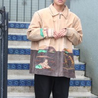 *SPECIAL ITEM* USA VINTAGE ANIMAL EMBROIDERY LEATHER ZIP UP BLOUSON/アメリカ古着アニマル刺繍レザージップアップブルゾン | Vintage.City ヴィンテージ 古着