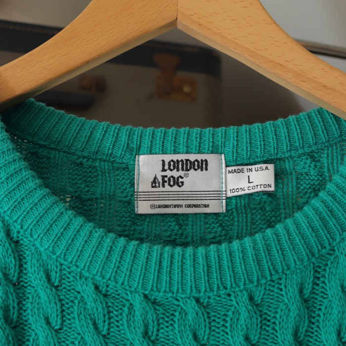 London Fog Cotton Cable Sweater Made in USA | Vintage.City ヴィンテージ 古着