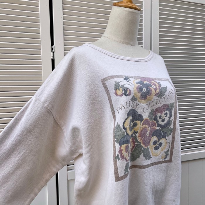 pansy print twill T-shir | Vintage.City ヴィンテージ 古着