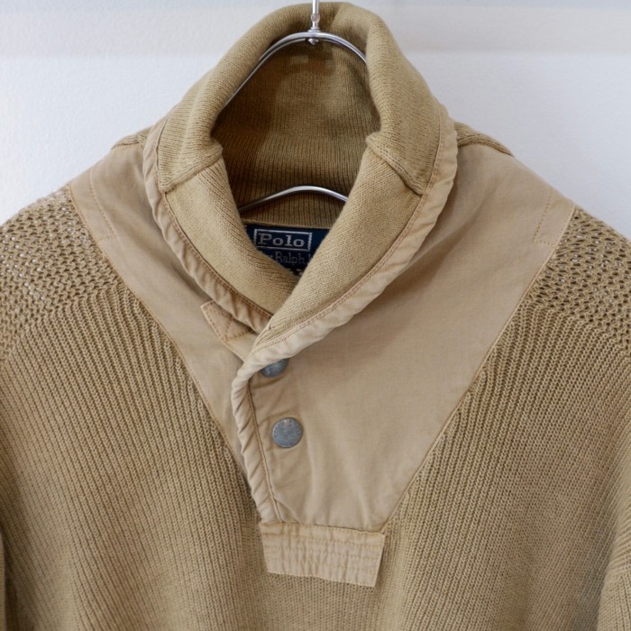【"Polo by Ralph Lauren" shawl collar big cotton knit】 | Vintage.City 古着屋、古着コーデ情報を発信