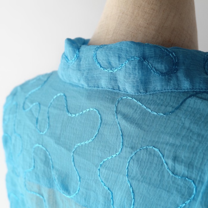 Wave embroidery sheer blouse | Vintage.City 빈티지숍, 빈티지 코디 정보