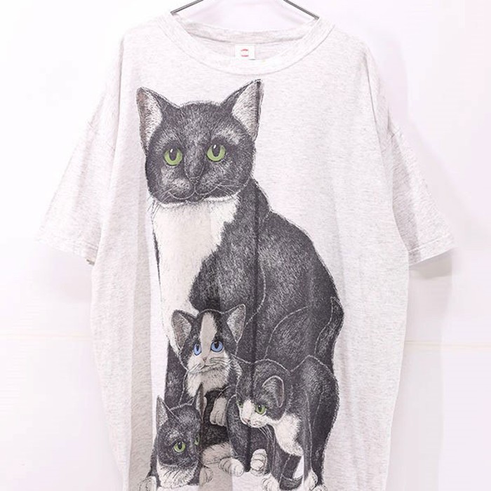 90s USA Cats Graphic Long Design T-shirt Size Free | Vintage.City 古着屋、古着コーデ情報を発信