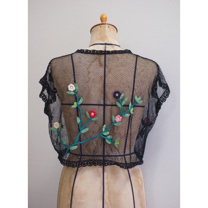 #261 flower embroidery cardigan 花刺繍カーディガン　シアー　レディースM 古着 | Vintage.City 빈티지숍, 빈티지 코디 정보