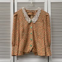 lace collar tulip motif blouse | Vintage.City ヴィンテージ 古着
