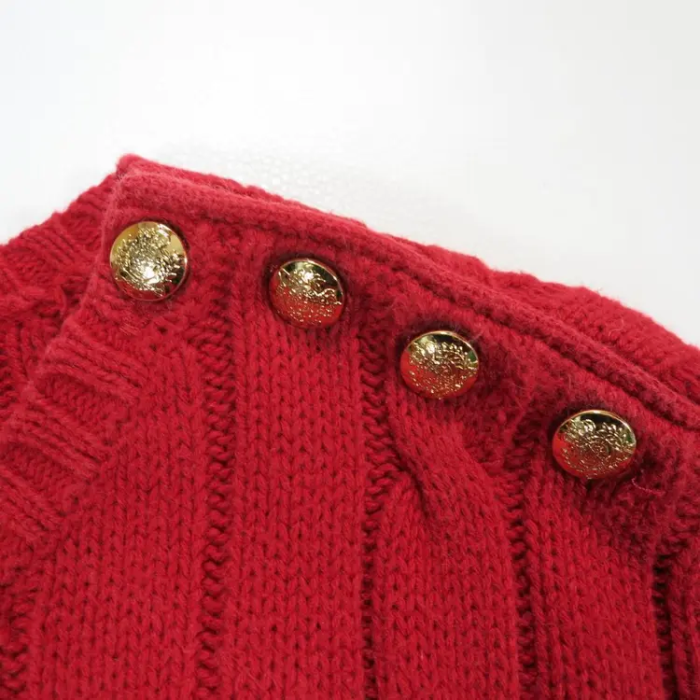 チャップス ニット レッド サイズ1X 刺繍ロゴ 金ボタン ゴールド 赤 長袖 | Vintage.City ヴィンテージ 古着