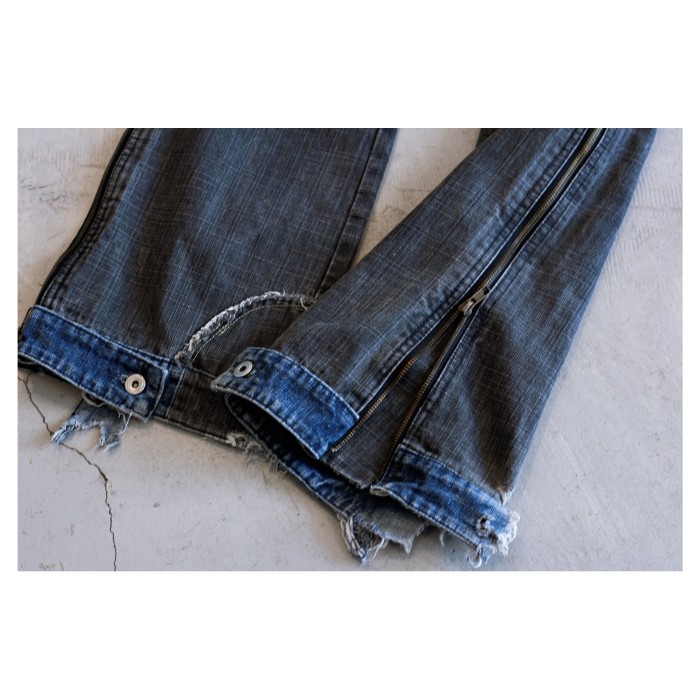 EURO Vintage Side Zip & Damage Panel Wide Jeans | Vintage.City 빈티지숍, 빈티지 코디 정보