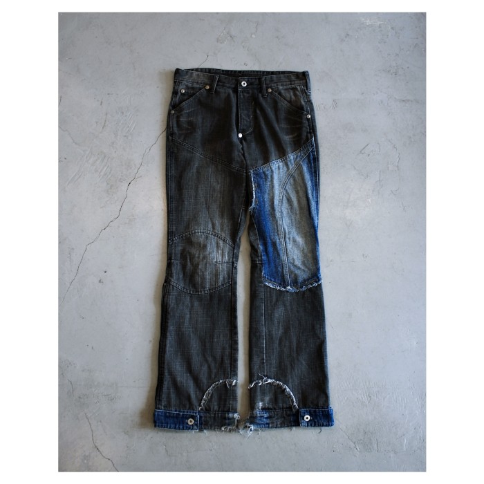 EURO Vintage Side Zip & Damage Panel Wide Jeans | Vintage.City 古着屋、古着コーデ情報を発信