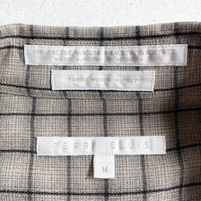 1990s PERRY ELLIS Viscose Brend Over Check Shirt 【M】 | Vintage.City 빈티지숍, 빈티지 코디 정보