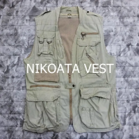NIKOATA ハンティングベスト XL カーキベージュ ジップアップ ポケット | Vintage.City ヴィンテージ 古着