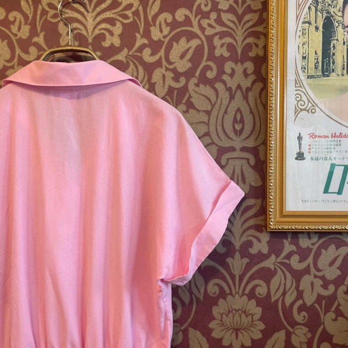 sakura pink color shirts one piece | Vintage.City 古着屋、古着コーデ情報を発信