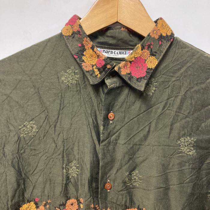 イタリー製90’s Nara CAMICE刺繍デザイン長袖シャツ　L | Vintage.City 古着屋、古着コーデ情報を発信