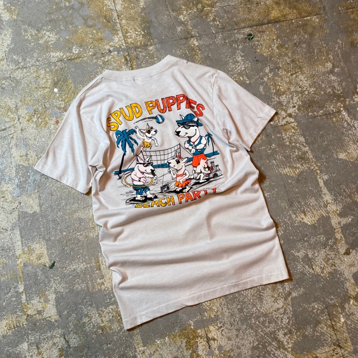 80s- ヴィンテージtシャツ USA製 M ライトグレー バド犬 | Vintage.City 古着屋、古着コーデ情報を発信
