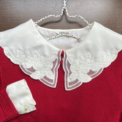 rose motif sheer collar blouse -2- | Vintage.City ヴィンテージ 古着