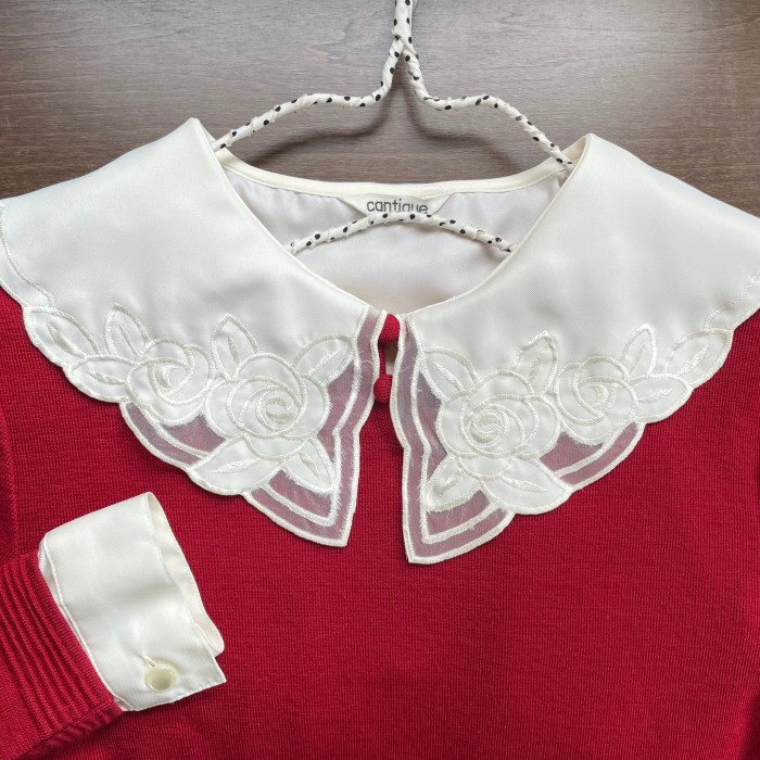 rose motif sheer collar blouse -2- | Vintage.City Vintage Shops, Vintage Fashion Trends