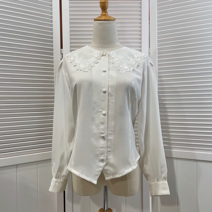 rose motif sheer collar blouse -3- | Vintage.City Vintage Shops, Vintage Fashion Trends