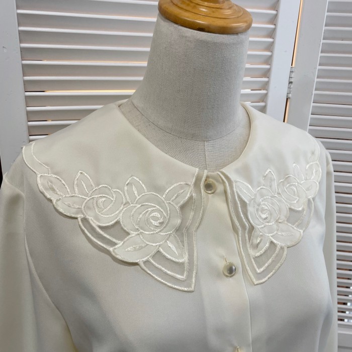 rose motif sheer collar blouse -2- | Vintage.City Vintage Shops, Vintage Fashion Trends