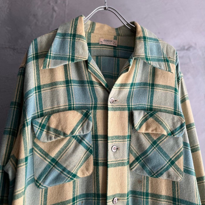 40s "Arrow" tartancheck opencollar vintage shirt | Vintage.City 古着屋、古着コーデ情報を発信