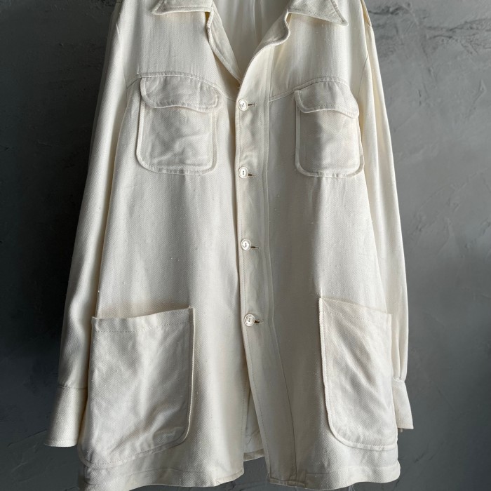 40s "Juster's" herringbone rayon opencollar  jacket | Vintage.City 빈티지숍, 빈티지 코디 정보