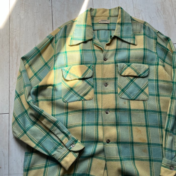 40s "Arrow" tartancheck opencollar vintage shirt | Vintage.City 古着屋、古着コーデ情報を発信