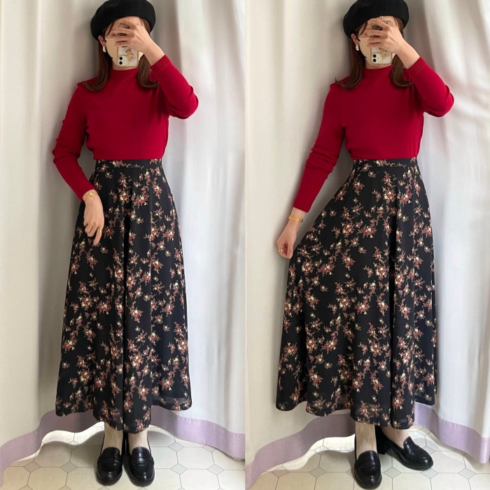 KETTY rose print flared skirt | Vintage.City Vintage Shops, Vintage Fashion Trends