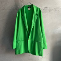 vivid green color rayon×poly easy tailored  jacket | Vintage.City 古着屋、古着コーデ情報を発信