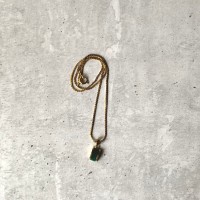 Vintage 80s retro green onyx gold necklace レトロ ヴィンテージ 天然石 グリーンオニキス ゴールド ネックレス | Vintage.City ヴィンテージ 古着