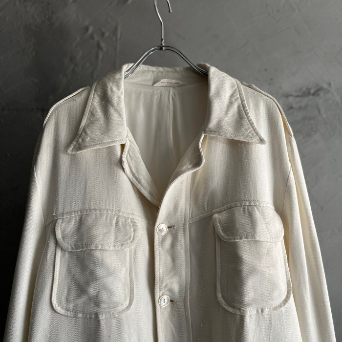 40s "Juster's" herringbone rayon opencollar  jacket | Vintage.City 古着屋、古着コーデ情報を発信
