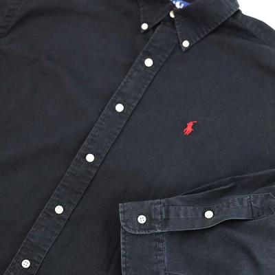 90s Ralph Lauren Black Cotton BD Shirt Size L | Vintage.City ヴィンテージ 古着