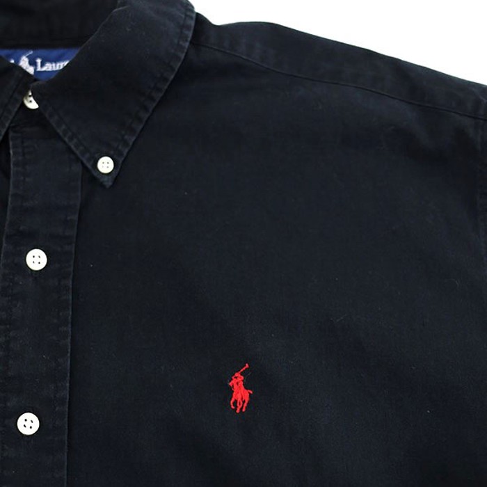 90s Ralph Lauren Black Cotton BD Shirt Size L | Vintage.City 古着屋、古着コーデ情報を発信