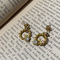Courreges Logo Silver Stone Earrings Gold | Vintage.City 빈티지숍, 빈티지 코디 정보
