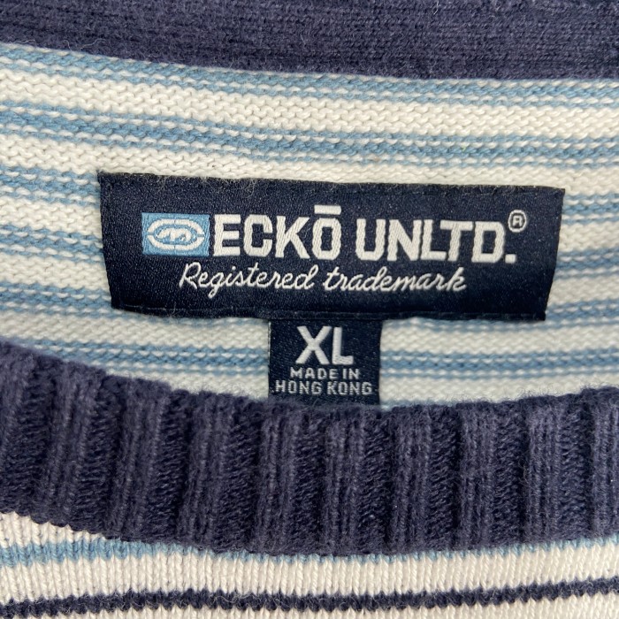 『送料無料』ECKO UNLTD エコーアンリミテッド ボーダー柄コットンセーター XL | Vintage.City 빈티지숍, 빈티지 코디 정보